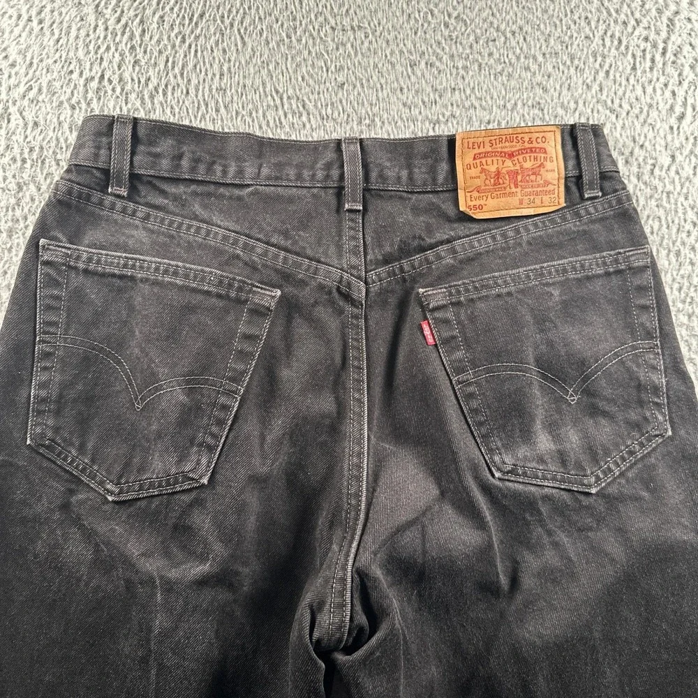 Vtg '99 Levis 550 Jeans Mens 34x32(32x32 Fit) Relaxed Fit Black Straight Leg USA